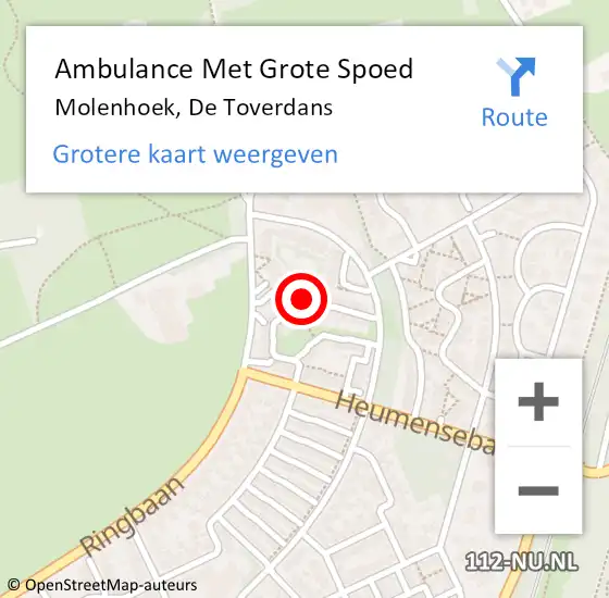 Locatie op kaart van de 112 melding: Ambulance Met Grote Spoed Naar Molenhoek, De Toverdans op 15 juli 2017 00:16