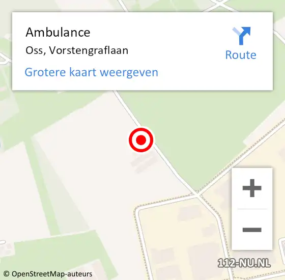 Locatie op kaart van de 112 melding: Ambulance Oss, Vorstengraflaan op 15 juli 2017 00:26