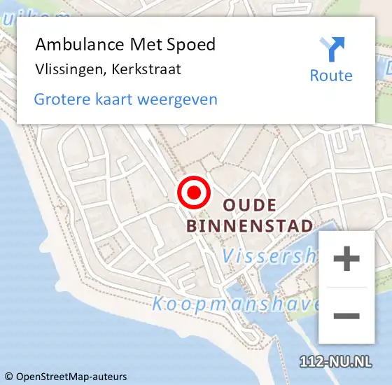 Locatie op kaart van de 112 melding: Ambulance Met Spoed Naar Vlissingen, Kerkstraat op 15 juli 2017 02:23