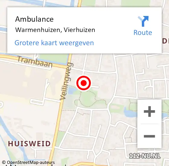 Locatie op kaart van de 112 melding: Ambulance Warmenhuizen, Vierhuizen op 20 september 2013 14:20