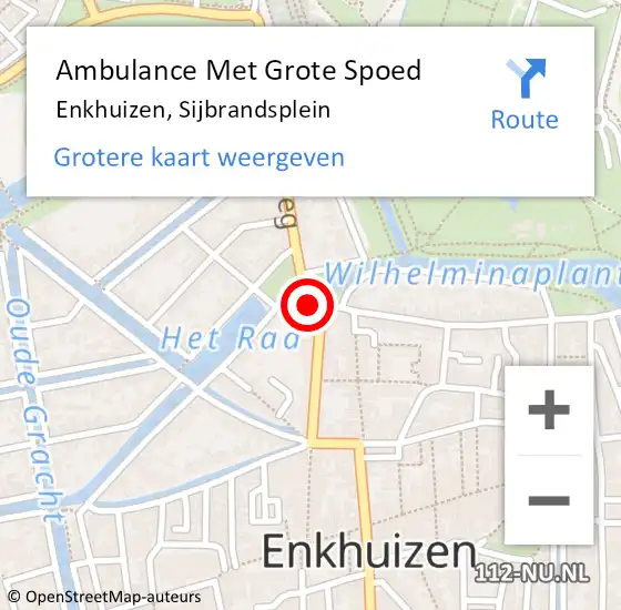 Locatie op kaart van de 112 melding: Ambulance Met Grote Spoed Naar Enkhuizen, Sijbrandsplein op 15 juli 2017 03:04