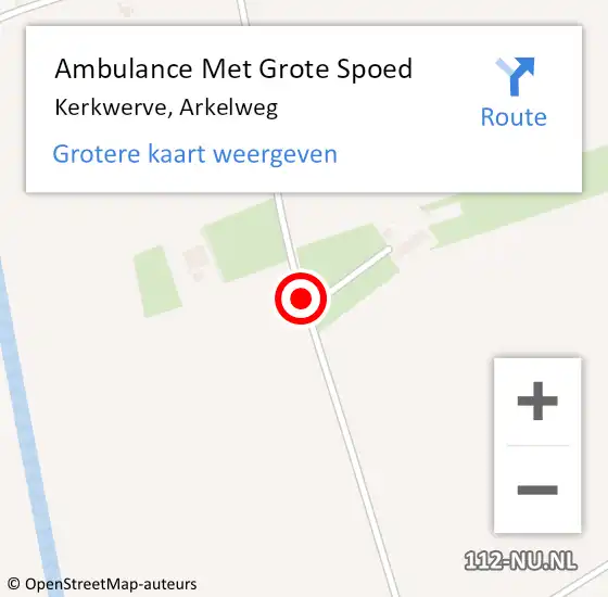 Locatie op kaart van de 112 melding: Ambulance Met Grote Spoed Naar Kerkwerve, Arkelweg op 15 juli 2017 04:48