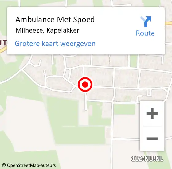 Locatie op kaart van de 112 melding: Ambulance Met Spoed Naar Milheeze, Kapelakker op 15 juli 2017 06:04