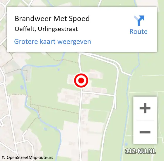 Locatie op kaart van de 112 melding: Brandweer Met Spoed Naar Oeffelt, Urlingsestraat op 15 juli 2017 07:21