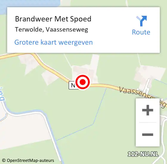 Locatie op kaart van de 112 melding: Brandweer Met Spoed Naar Terwolde, Vaassenseweg op 15 juli 2017 07:25