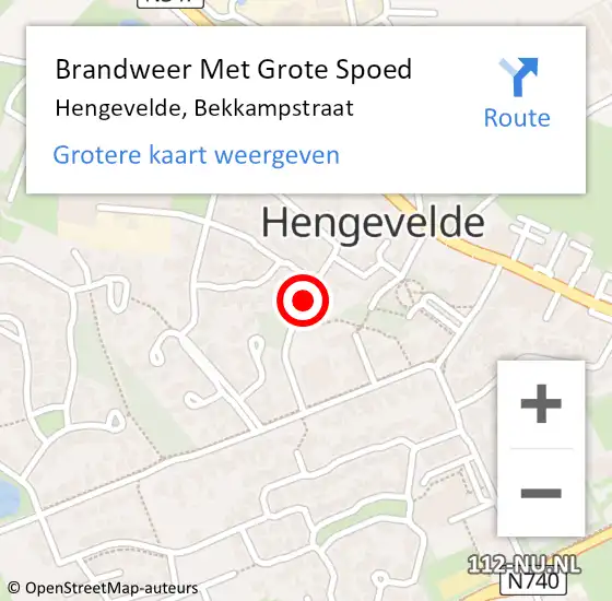 Locatie op kaart van de 112 melding: Brandweer Met Grote Spoed Naar Hengevelde, Bekkampstraat op 15 juli 2017 07:41