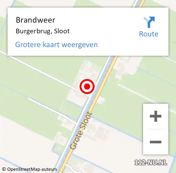 Locatie op kaart van de 112 melding: Brandweer Burgerbrug, Sloot op 15 juli 2017 07:57