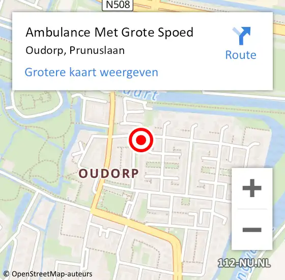 Locatie op kaart van de 112 melding: Ambulance Met Grote Spoed Naar Oudorp, Prunuslaan op 15 juli 2017 08:20