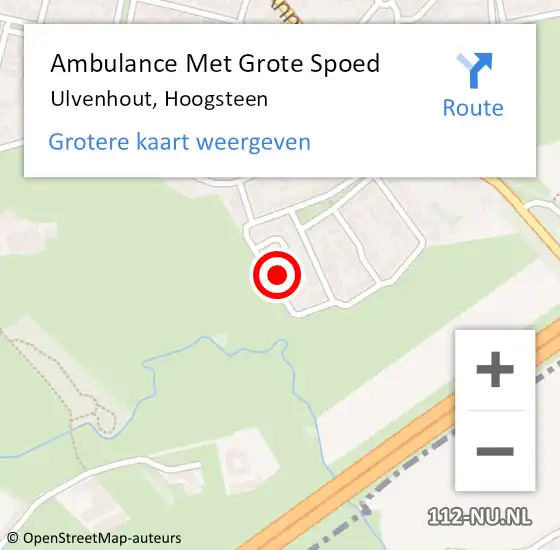 Locatie op kaart van de 112 melding: Ambulance Met Grote Spoed Naar Ulvenhout, Hoogsteen op 15 juli 2017 09:13