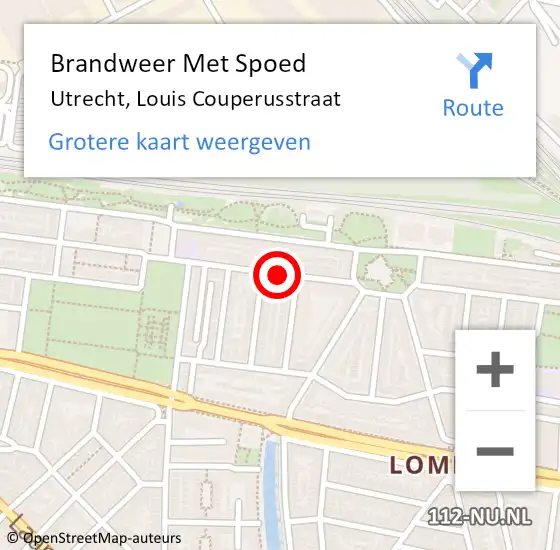 Locatie op kaart van de 112 melding: Brandweer Met Spoed Naar Utrecht, Louis Couperusstraat op 15 juli 2017 09:40