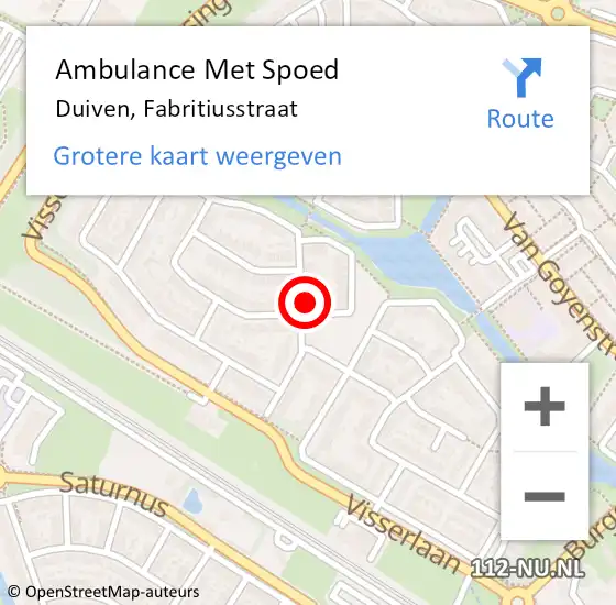 Locatie op kaart van de 112 melding: Ambulance Met Spoed Naar Duiven, Fabritiusstraat op 15 juli 2017 09:58