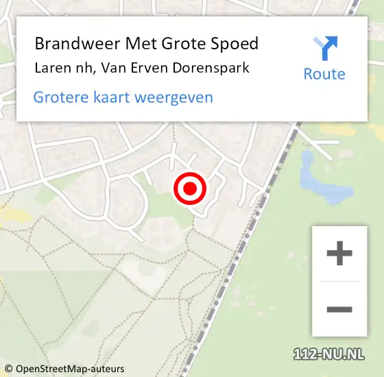 Locatie op kaart van de 112 melding: Brandweer Met Grote Spoed Naar Laren nh, Van Erven Dorenspark op 15 juli 2017 10:09