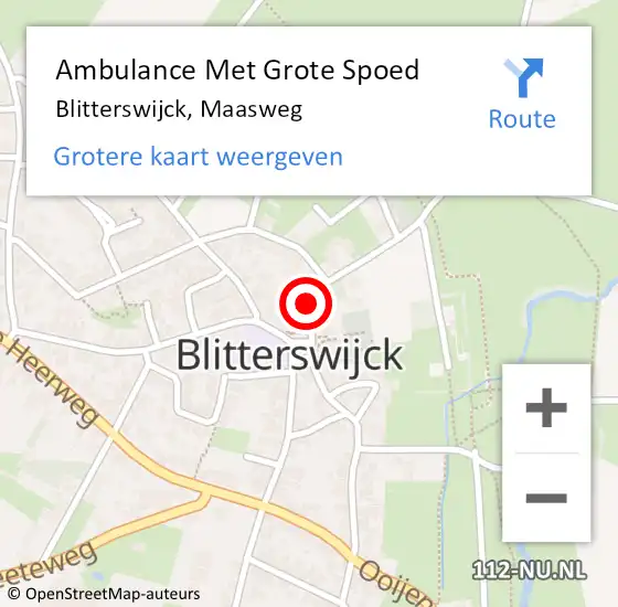 Locatie op kaart van de 112 melding: Ambulance Met Grote Spoed Naar Blitterswijck, Maasweg op 15 juli 2017 10:12