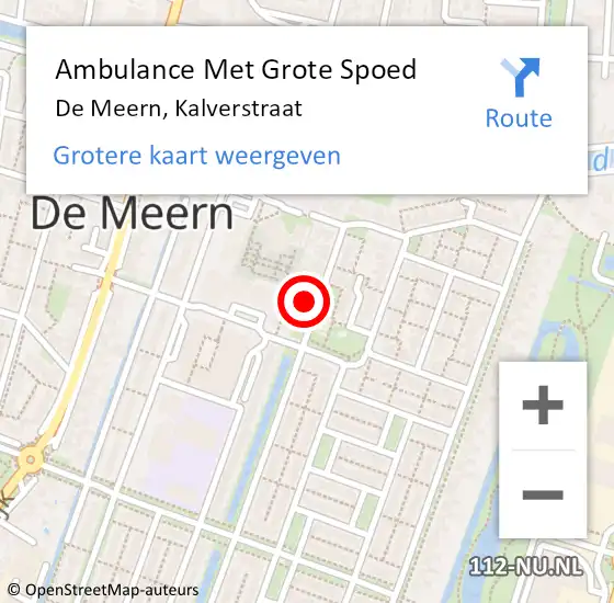 Locatie op kaart van de 112 melding: Ambulance Met Grote Spoed Naar De Meern, Kalverstraat op 15 juli 2017 11:00