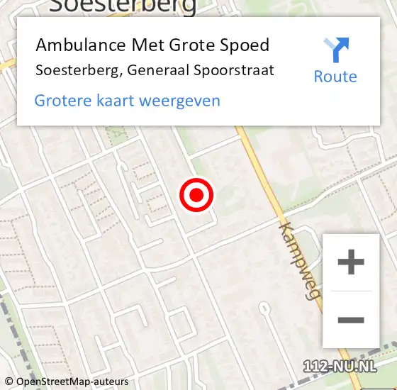 Locatie op kaart van de 112 melding: Ambulance Met Grote Spoed Naar Soesterberg, Generaal Spoorstraat op 15 juli 2017 11:12