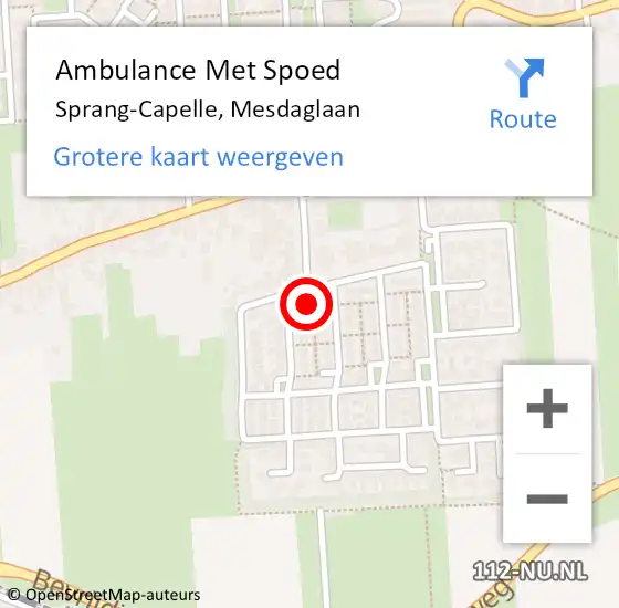 Locatie op kaart van de 112 melding: Ambulance Met Spoed Naar Sprang-Capelle, Mesdaglaan op 15 juli 2017 11:16