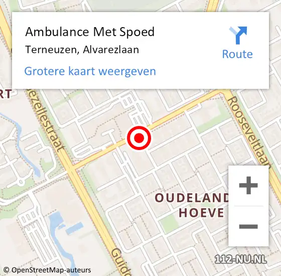 Locatie op kaart van de 112 melding: Ambulance Met Spoed Naar Terneuzen, Alvarezlaan op 15 juli 2017 11:19
