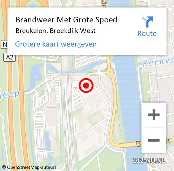 Locatie op kaart van de 112 melding: Brandweer Met Grote Spoed Naar Breukelen, Broekdijk West op 15 juli 2017 11:21