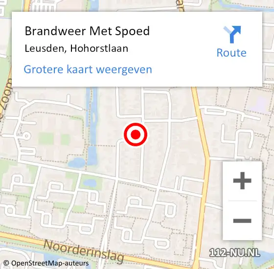 Locatie op kaart van de 112 melding: Brandweer Met Spoed Naar Leusden, Hohorstlaan op 15 juli 2017 11:59