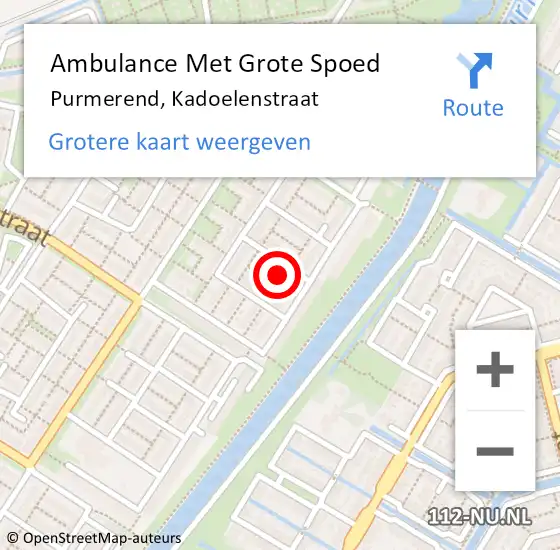 Locatie op kaart van de 112 melding: Ambulance Met Grote Spoed Naar Purmerend, Kadoelenstraat op 15 juli 2017 12:22