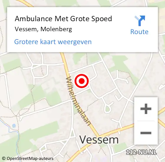 Locatie op kaart van de 112 melding: Ambulance Met Grote Spoed Naar Vessem, Molenberg op 15 juli 2017 12:35