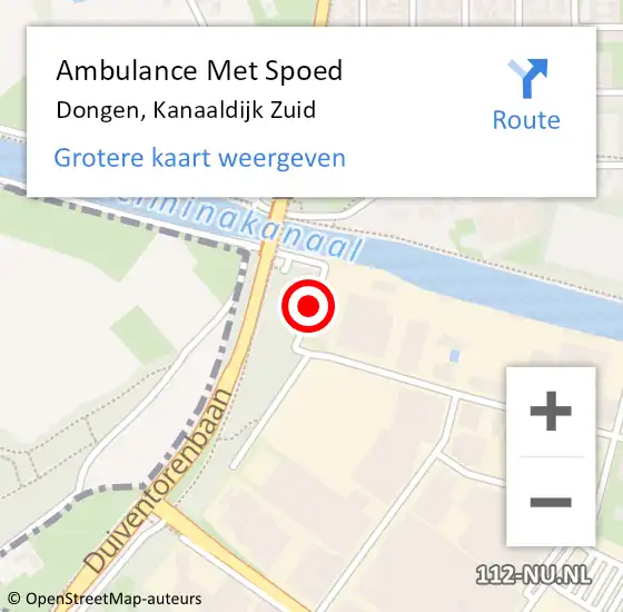 Locatie op kaart van de 112 melding: Ambulance Met Spoed Naar Dongen, Kanaaldijk Zuid op 15 juli 2017 12:36