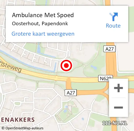 Locatie op kaart van de 112 melding: Ambulance Met Spoed Naar Oosterhout, Papendonk op 15 juli 2017 12:57