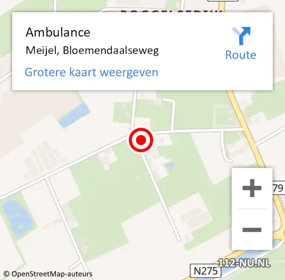 Locatie op kaart van de 112 melding: Ambulance Meijel, Bloemendaalseweg op 15 juli 2017 13:28