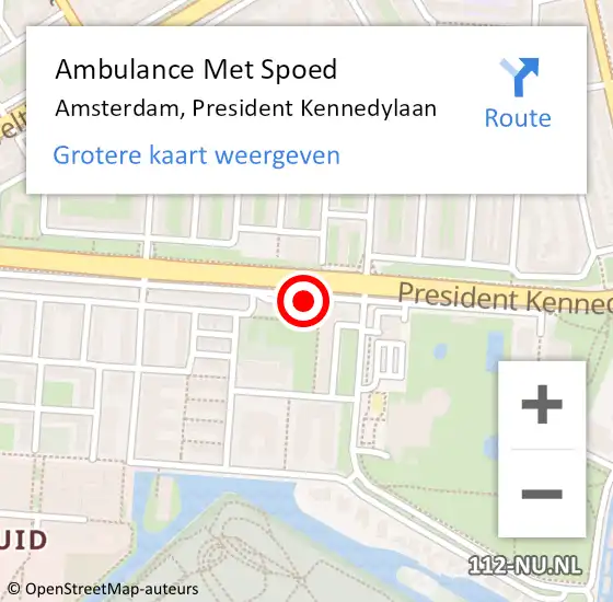 Locatie op kaart van de 112 melding: Ambulance Met Spoed Naar Amsterdam, President Kennedylaan op 15 juli 2017 13:34