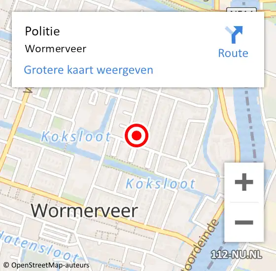 Locatie op kaart van de 112 melding: Politie Wormerveer op 15 juli 2017 13:44