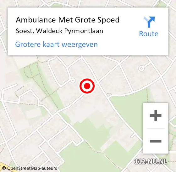 Locatie op kaart van de 112 melding: Ambulance Met Grote Spoed Naar Soest, Waldeck Pyrmontlaan op 15 juli 2017 14:17