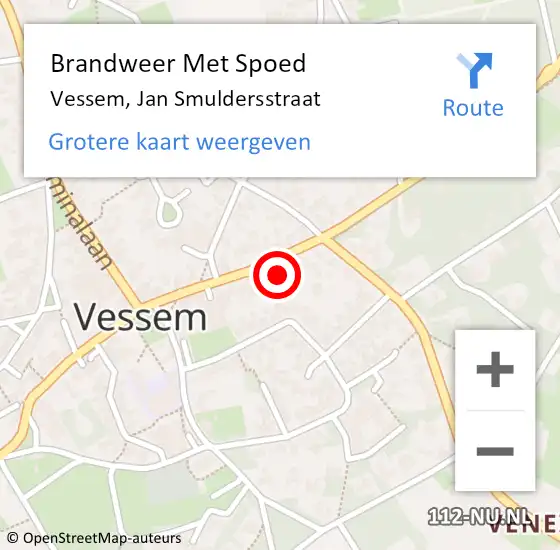 Locatie op kaart van de 112 melding: Brandweer Met Spoed Naar Vessem, Jan Smuldersstraat op 15 juli 2017 15:15