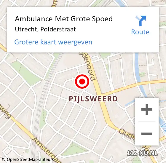 Locatie op kaart van de 112 melding: Ambulance Met Grote Spoed Naar Utrecht, Polderstraat op 15 juli 2017 17:35