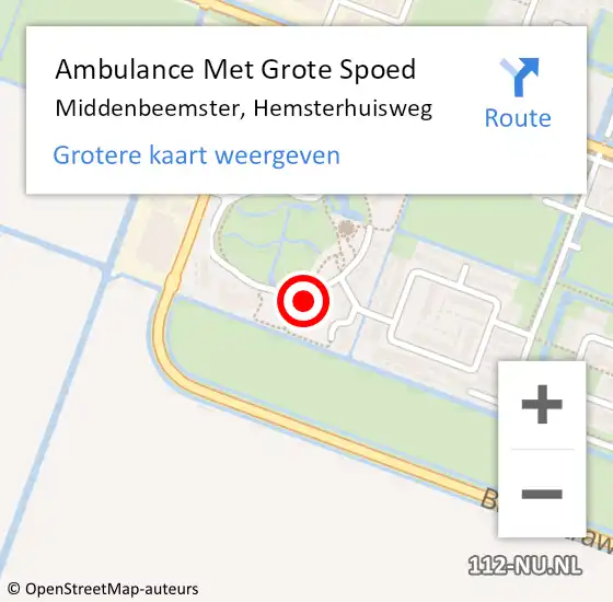 Locatie op kaart van de 112 melding: Ambulance Met Grote Spoed Naar Middenbeemster, Hemsterhuisweg op 15 juli 2017 17:53