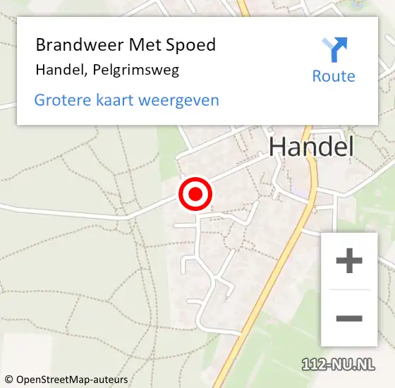 Locatie op kaart van de 112 melding: Brandweer Met Spoed Naar Handel, Pelgrimsweg op 15 juli 2017 18:42