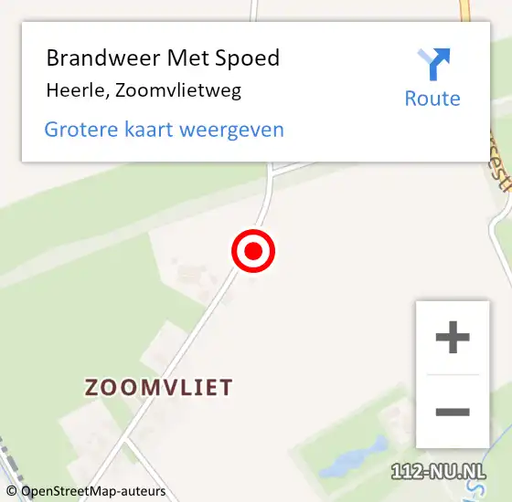 Locatie op kaart van de 112 melding: Brandweer Met Spoed Naar Heerle, Zoomvlietweg op 15 juli 2017 18:45