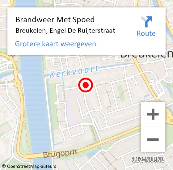 Locatie op kaart van de 112 melding: Brandweer Met Spoed Naar Breukelen, Engel De Ruijterstraat op 15 juli 2017 18:53