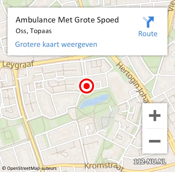 Locatie op kaart van de 112 melding: Ambulance Met Grote Spoed Naar Oss, Topaas op 15 juli 2017 18:53