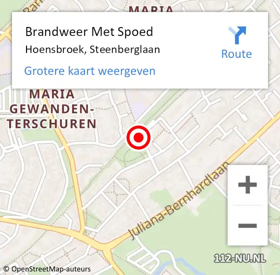 Locatie op kaart van de 112 melding: Brandweer Met Spoed Naar Hoensbroek, Steenberglaan op 15 juli 2017 19:26