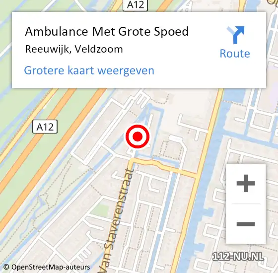 Locatie op kaart van de 112 melding: Ambulance Met Grote Spoed Naar Reeuwijk, Veldzoom op 15 juli 2017 19:32