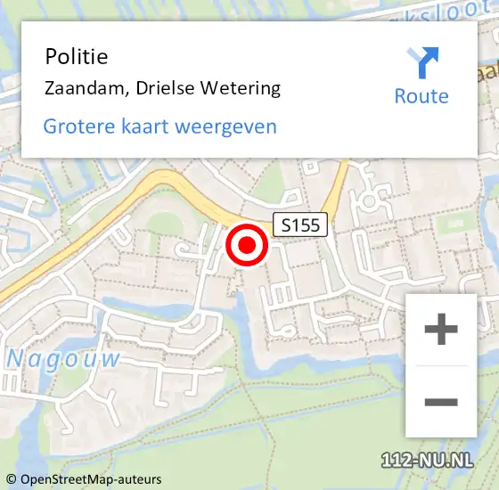 Locatie op kaart van de 112 melding: Politie Zaandam, Drielse Wetering op 15 juli 2017 20:31