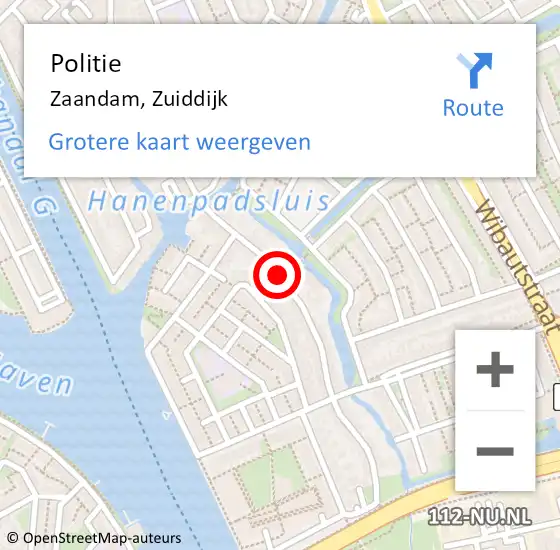 Locatie op kaart van de 112 melding: Politie Zaandam, Zuiddijk op 15 juli 2017 20:49