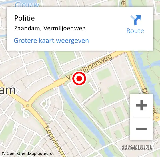 Locatie op kaart van de 112 melding: Politie Zaandam, Vermiljoenweg op 15 juli 2017 21:47