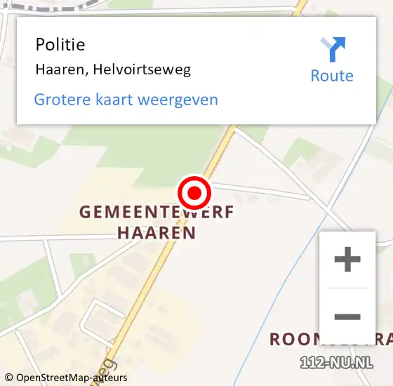 Locatie op kaart van de 112 melding: Politie Haaren, Helvoirtseweg op 15 juli 2017 21:57