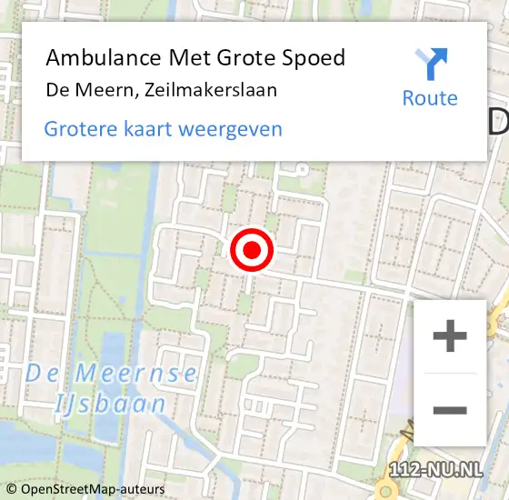 Locatie op kaart van de 112 melding: Ambulance Met Grote Spoed Naar De Meern, Zeilmakerslaan op 15 juli 2017 21:57