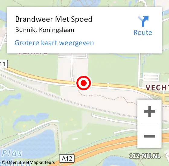 Locatie op kaart van de 112 melding: Brandweer Met Spoed Naar Bunnik, Koningslaan op 15 juli 2017 22:05