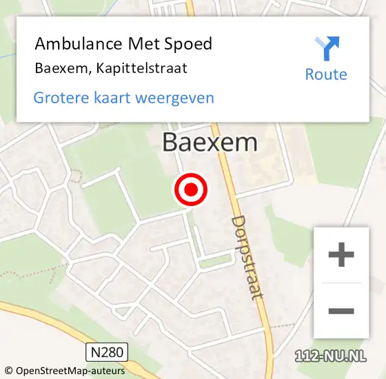 Locatie op kaart van de 112 melding: Ambulance Met Spoed Naar Baexem, Kapittelstraat op 15 juli 2017 22:21