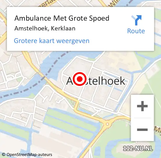 Locatie op kaart van de 112 melding: Ambulance Met Grote Spoed Naar Amstelhoek, Kerklaan op 15 juli 2017 23:40