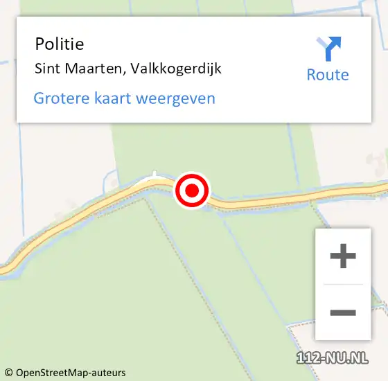 Locatie op kaart van de 112 melding: Politie Sint Maarten, Valkkogerdijk op 16 juli 2017 00:15