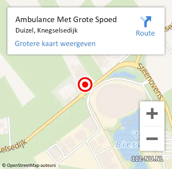 Locatie op kaart van de 112 melding: Ambulance Met Grote Spoed Naar Duizel, Knegselsedijk op 16 juli 2017 00:42
